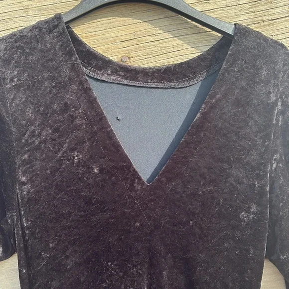 Crushed Velvet Black Midi Dress Sz Sm/med - Picture 7 of 11